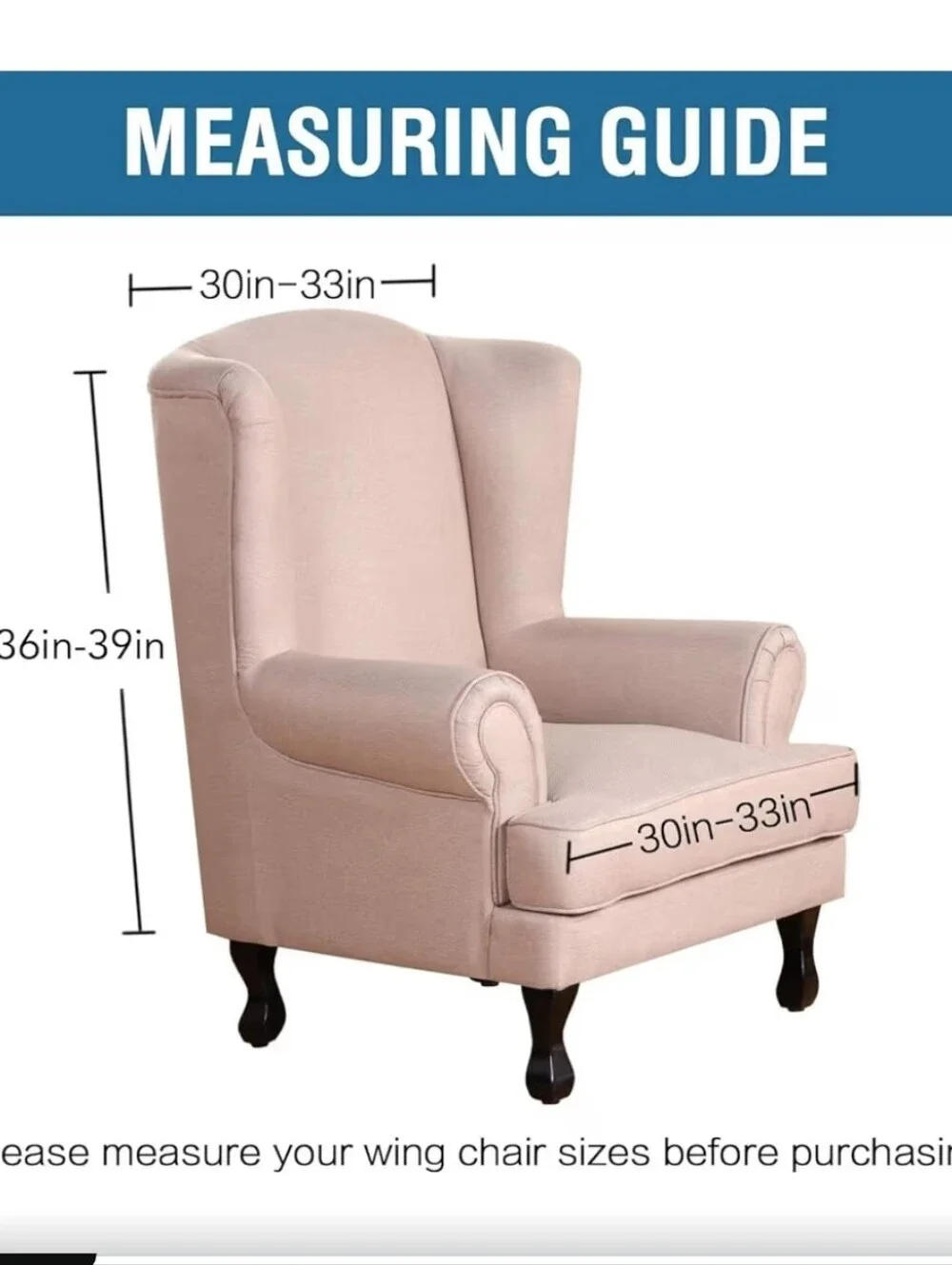 Wingback Chair Cover Ivory